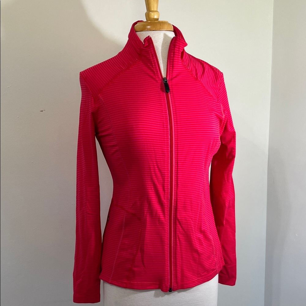 Lole Vibrant Pink Women's Athletic Zip Up Jacket Side pocket UPF 50 Size Large
